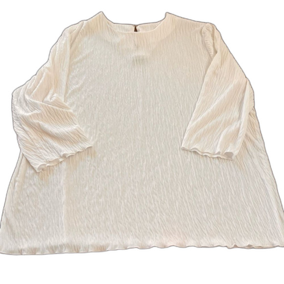 Anthony Richards White Crinkle Textured 3/4 Sleeve Boho Tunic Top Fits XL–XXL - Picture 3 of 7